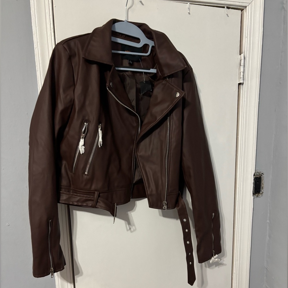 Brown Faux Leather Jacket